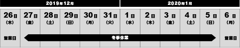 2019年度の年末年始の営業に関するお知らせ